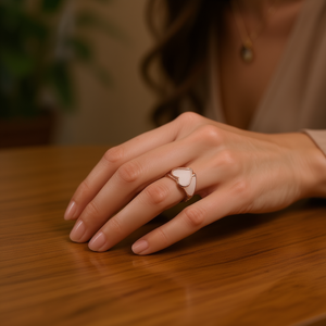 Anello a Cuore F1575 Placcato in Oro Rosa, Gioiello Unisex in Lega, Regalo Quotidiano Carino, Accessorio di Moda - Product Image 2