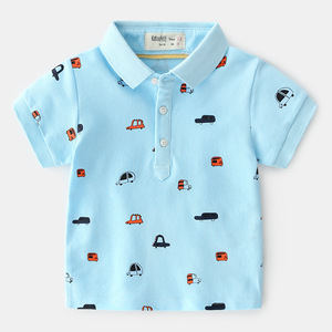 Nouveau produit, achat en gros en provenance de Chine, t-shirt à manches courtes en coton 100% pour enfants, imprimé dessin animé voiture, polo - Product Image 1