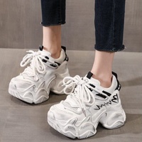 Chaussures décontractées en gros pour femmes, baskets rétro à plateforme, chaussures de papa à semelle épaisse, baskets à lacets, MOQ