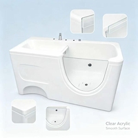 Baignoire bébé autoportante en acrylique avec fenêtre en verre visible, baignoire spa pour nourrissons, baignoire de natation pour bébé