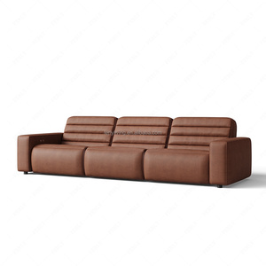 Canapé-lit sectionnel 3 places FERLY en cuir PU, ensemble de 3 pièces, pour appartement, avec fauteuil inclinable électrique à levage manuel, rembourré et moderne - Product Image 3