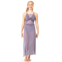 Robe de danse lyrique personnalisée pour femme, en maille, à bretelles spaghetti, costume de performance contemporain, jupe longue, vêtements de danse