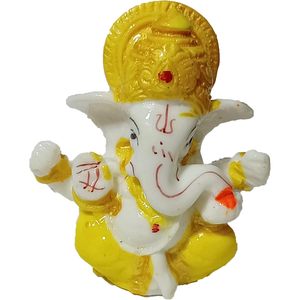 PARIJAT HANDICRAFT Statue d'idole Ganesha en résine dorée Fine Figurine sculptée Position de bénédiction de l'emplacement pour la décoration intérieure pour cadeau de temple - Product Image 1