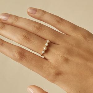 Mücevher 925 ayar gümüş hawaii yüzük inci polinezya stil altın yüzük ile beyaz inci yüzük - Product Image 2