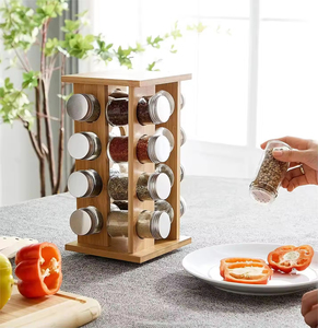 Organizzatore Girevole per Spezie da Cucina, <span class=keywords><strong>Portaspezie</strong></span> Flessibile in Bambù con Barattoli per Spezie - Product Image 4