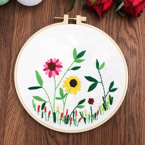Kit de broderie à la main pour débutants adultes, décoration d'intérieur, avec fil en polyester, motif de fleurs en point de croix sur tissu en coton par XIXI - Product Image 3
