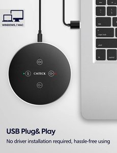 Microphone de conférence pour réunions en ligne 360 °   Microphone USB omnidirectionnel pour prise de <span class=keywords><strong>son</strong></span>, haut-parleur pour <span class=keywords><strong>ordinateur</strong></span> - Product Image 4