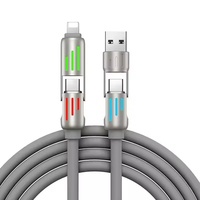 Desain Baru Kabel USB 4 in 1 1M Tipe C Micro 8 Pin Kabel Data Multifungsi Kabel Pengisian Cepat untuk Ponsel