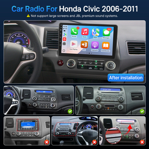 Autoradio tactile IPS Linux avec écran miroir, CarPlay <span class=keywords><strong>sans</strong></span> fil, compatible Bluetooth et FM pour Honda Civic 2006-2011 - Product Image 2
