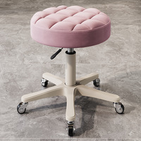 Fauteuil de pédicure et de repas hydraulique réglable en gros, avec revêtement en cuir, roulettes pivotantes, pour salon de beauté et technicien de massage