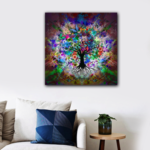 Vendite giornaliere colorato albero della vita parete arte astratta paesaggio farfalla dipinto su tela stampata per la decorazione domestica - Product Image 4