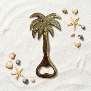 Abridor de Botellas de Latón con Forma de Palmera Personalizada, Portátil, Hecho en Bali, con Opción de Logotipo y Caja - Product Image 1