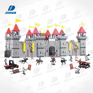 Образовательный средневековый замок, набор игрушек, детский игрушечный замок из ПВХ, фигурка рыцарей королевства, фигурка