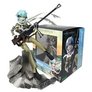 20cm PVC Anime SAO Phantom Bullet Sinon Action Figure 1/8 Scale Sit Sword Art Online GGO Pre-painted Model Toy Collectibles Gift