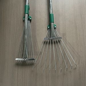 Garden Rake Stainless Steel 9 Tooth Telescopic Handle Anti Slip Agricultural Landscaping Lawn Rake - Product Image 3