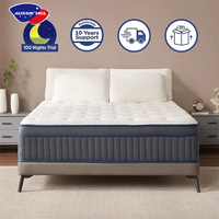Matelas haute densité confortable Pack en boîte Commande en ligne Matelas de refroidissement hybride en gel de latex à mémoire de forme Matelas à ressorts ensachés