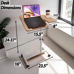 Mesa de pie móvil ajustable, Mesa con ruedas, altura ajustable, hogar, hospital, madera, metal, rodando sobre mesa de cama - Product Image 2