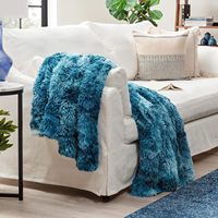 Super doux moelleux peluche Shaggy tie-dyed paon polaire fausse fourrure jeter couverture hiver Polyester pour canapé-lit canapé