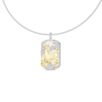 Kalung Liontin Rusa Emas Relief Perak 925 Oriental Kustom dengan CZ Mutiara Alami Dua Warna, Jimat Rusa Awan Keberuntungan