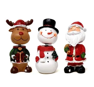 Natal Bobble kepala meja puncak karakter manusia salju Santa rusa kutub patung dekorasi liburan patung hiasan Tengah untuk rumah