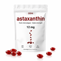 Gélules d'astaxanthine 12 mg, triple concentration, extrait naturel de microalgues, antioxydant, complément alimentaire pour la santé de la peau, des yeux et du système immunitaire