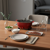 Casserole électrique multifonction antiadhésive avec corps métallique + pour usage domestique et en dortoir, pour plusieurs personnes