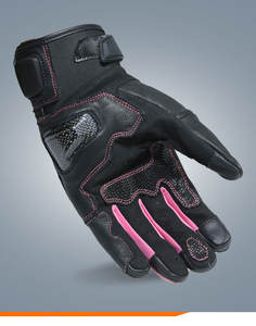 Sarung tangan motor profesional, merah muda ringan bernapas tahan angin kulit kambing cangkang buku jari untuk bersepeda olahraga semua musim - Product Image 5