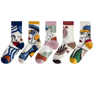 Chaussettes à motif artistique pour hommes et femmes, chaussettes à motif abstrait créatif, mode décontractée, streetwear, chaussettes <span class=keywords><strong>de</strong></span> sport respirantes et extensibles - Product Image 2