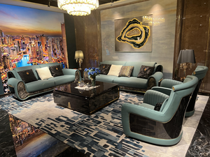 फोशान थोक लक्जरी आधुनिक फर्नीचर सोफे का निर्माण कर रहे हैं लिविंग रूम सोफा सेट डिजाइन टफ्टेड सोफा काला और सोना - Product Image 4