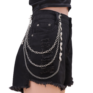 โซ่คาดเอวรูปผีเสื้อ หลายชั้น โลหะ สไตล์พังก์ แฟชั่นสำหรับทุกเพศ โซ่ประดับร่างกาย ใส่ได้ทุกวัน สีเงินทิเบต ขาว K - Product Image 2