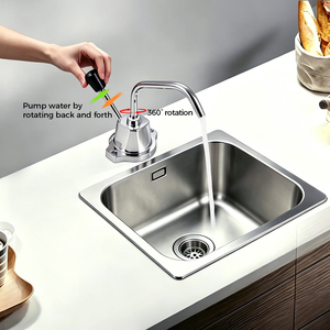 Robinet manuel à <span class=keywords><strong>pompe</strong></span> pour camping-car et bateau, robinet d'<span class=keywords><strong>eau</strong></span> auto-amorçant en acier inoxydable pour évier de cuisine de camping-car, <span class=keywords><strong>caravane</strong></span>, bateau et yacht - Product Image 3