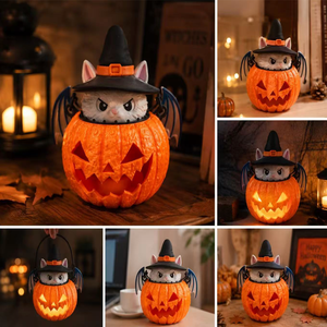 Oddcraft Maßgefertigte 3D-Gedruckte Halloween-Katzen-Kürbis-Laterne Figur Feiertagsdekoration Spielzeug OEM ODM - Product Image 4