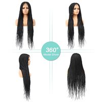 Perruque Tressée Boîte Sans Nœuds Carrée, Pleine Lace Front Double, Synthétique Légère Ombrée Marron Clair Tressée à la Main, En Gros