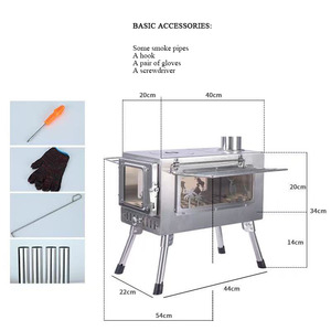<span class=keywords><strong>Estufa</strong></span> de Leña para Exteriores de Acero Inoxidable con Ventanas de Vidrio para Observación del Fuego, Diseño Plegable para Calefacción en Campamentos - Product Image 3