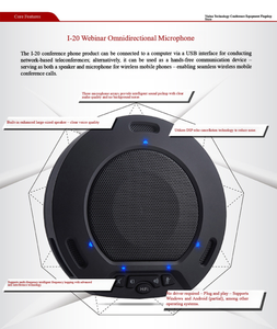 Haut-parleur de conférence USB avec microphone omnidirectionnel 360°, suppression d'écho DSP, direct usine, pour réunions Zoom et Teams - Product Image 3