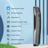 Kunci Pintu Pintar 3D Elektronik dengan Interkom Video Jarak Jauh, Koneksi Rumah Wi-Fi, Usmart GO, Sidik Jari, Data Cloud, untuk Pintu Kayu