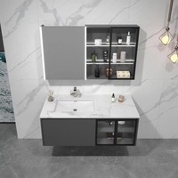 Meuble-lavabo mural moderne à miroir pour salle de bain, nouvelle conception, résistant à l'eau, facile à nettoyer, directement de l'usine
