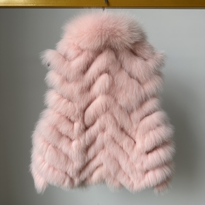 Hot Sale Pink Real Fox Fur <strong>Waistcoat</strong> Women Elegant Genuine Fur Vest Gilet Lady Sleeveless Fur Coat Jacket - Product Image 2