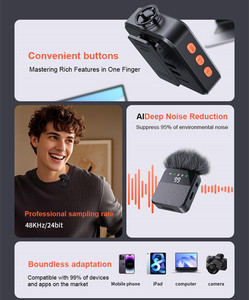 360 °   Microphone Lavalier Omnidirectionnel Intelligent avec Réduction de Bruit et Avertissement <span class=keywords><strong>Vocal</strong></span> à Activation pour <span class=keywords><strong>Enregistrement</strong></span> Vidéo - Product Image 6