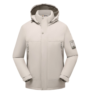 Veste imperméable coupe-vent à fermeture éclair pour homme, blanche, chaude, à capuche, pour l'hiver, décontractée, non tissée, grande taille, écologique - Product Image 4