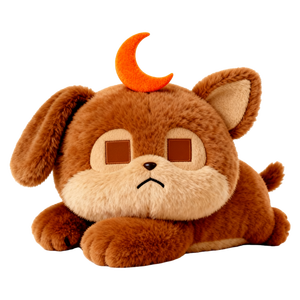 ตุ๊กตาขนฟูสีเขียวหน้าโกรธ หูสีส้ม ประดับใบไม้สีทอง ตุ๊กตาสัตว์นุ่มนิ่ม - Product Image 3