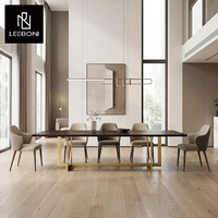 Table de salle à manger nordique pied en acier inoxydable haut en bois de luxe de style italien personnalisé OEM pour villa et appartement