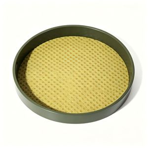 Olive Green Faux Rattan Storage Trays Round <b>Bamboo</b> Minimalist Design <b>Table</b> Organization 4 Sizes Included - Product Image 5