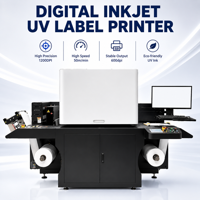 Industrial Automatic UV Inkjet Printer 600DPI All-In-One Variable Data Barcode QR Sticker Film Label Packaging Machine