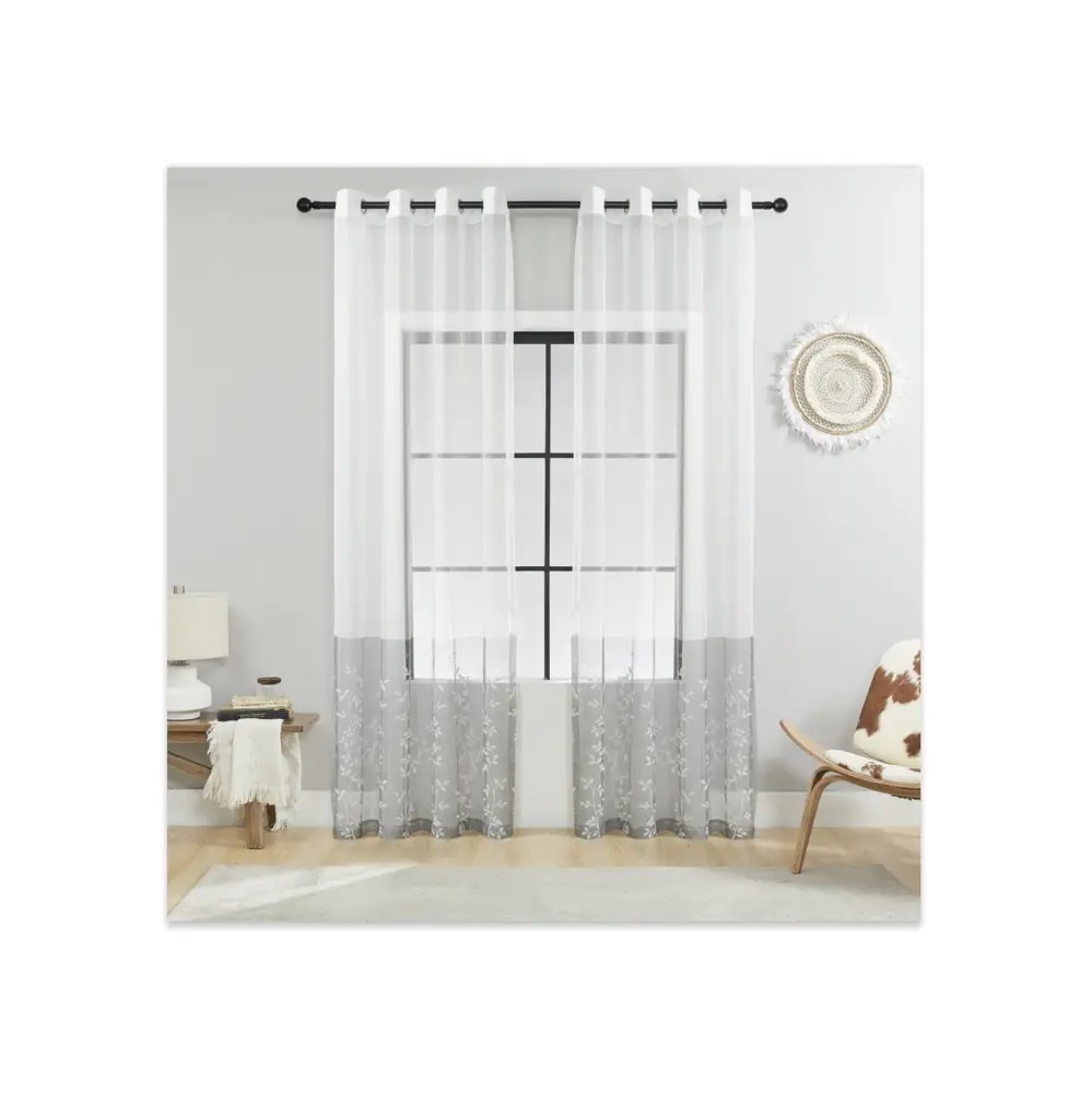 Decorative floral window curtain with grommets pattern sheer curtain voile modern curtain luxury for home for living room