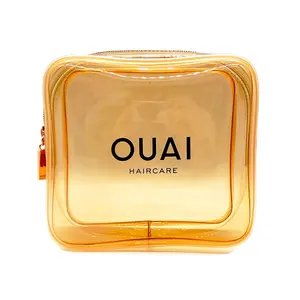 Bolsa de cosméticos transparente personalizada, bolsa impermeável para itens de higiene pessoal, maquiagem transparente para viagens, cosméticos