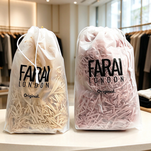 Sacs à cordon personnalisés avec logo imprimé, transparents et givrés, pour vêtements et chaussures, anti-poussière et imperméables - Product Image 2