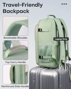 HOTOR Sac à dos de voyage en velours pour femme, compatible TSA, plusieurs compartiments, 3 cubes de rangement, résistant à l'eau, confortable pour les voyages - Product Image 4
