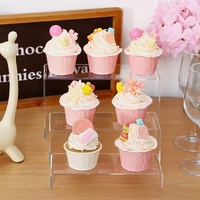 Fixwal 6pcs 2 Set Acrylique Risers Présentoir Transparent Acrylique Stand Gâteau Restauration Fournitures Buffet Dessert Table Parfum Plus