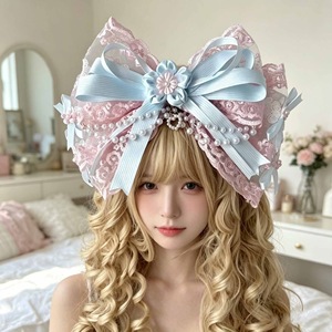 Accesorio para el cabello con lazo de cinta dulce con cuentas de color amarillo cremoso al estilo japonés, clip de hada, clip para el cabello de princesa inspirado en Lolita. - Product Image 3